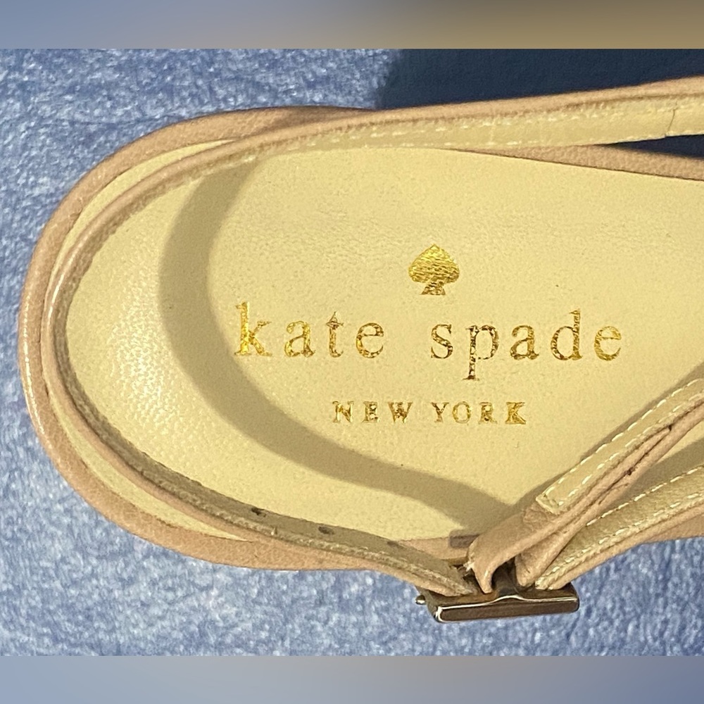 New Kate Spade New York Billow bow sling back beige heeled peep toe sandals - Picture 5 of 14